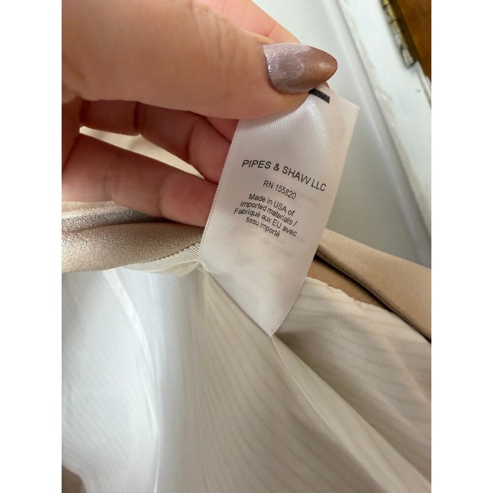 Veronica Beard Blazer Jacket 2 Dickey Tan Satin Long & Lean Office Quiet Luxury - Picture 5 of 9